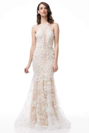 AG STUDIO - LACE UP GOWN IN OFF WHITE - 18atelier